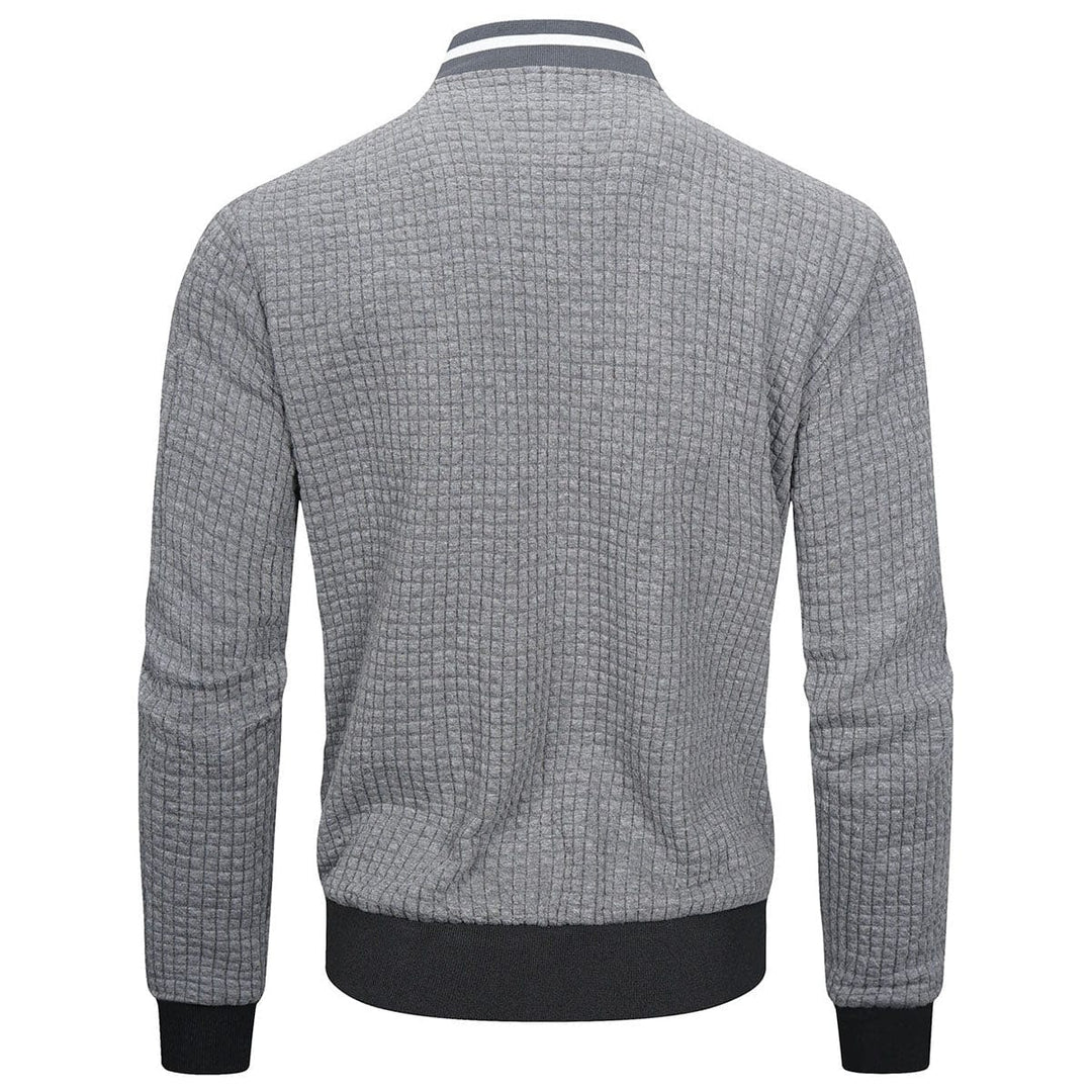 Men Jacket | Quilted Panels with Stand Collar and Zip Front
