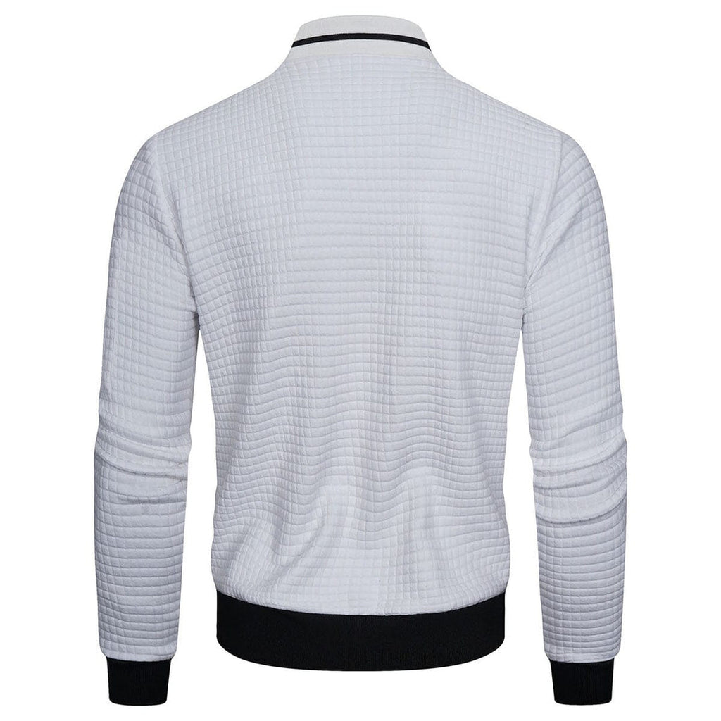 Men Jacket | Quilted Panels with Stand Collar and Zip Front