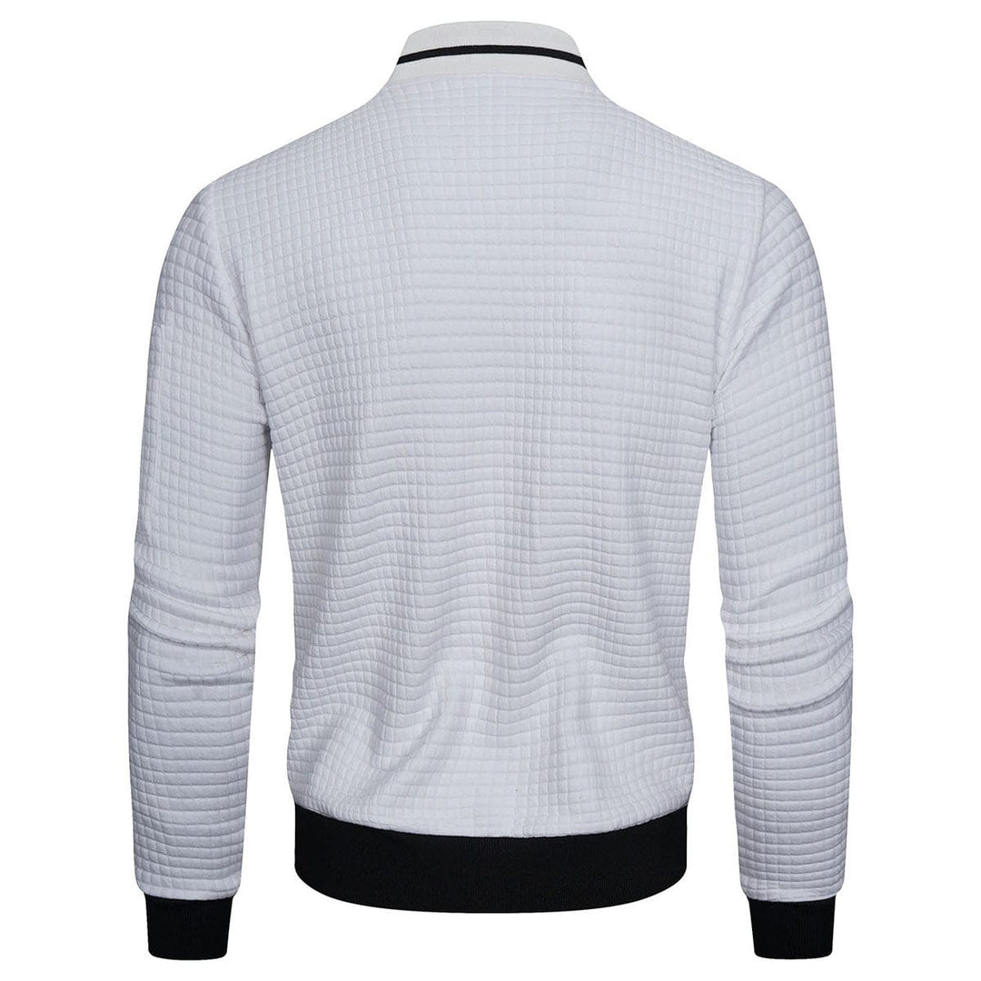 Men Jacket | Quilted Panels with Stand Collar and Zip Front