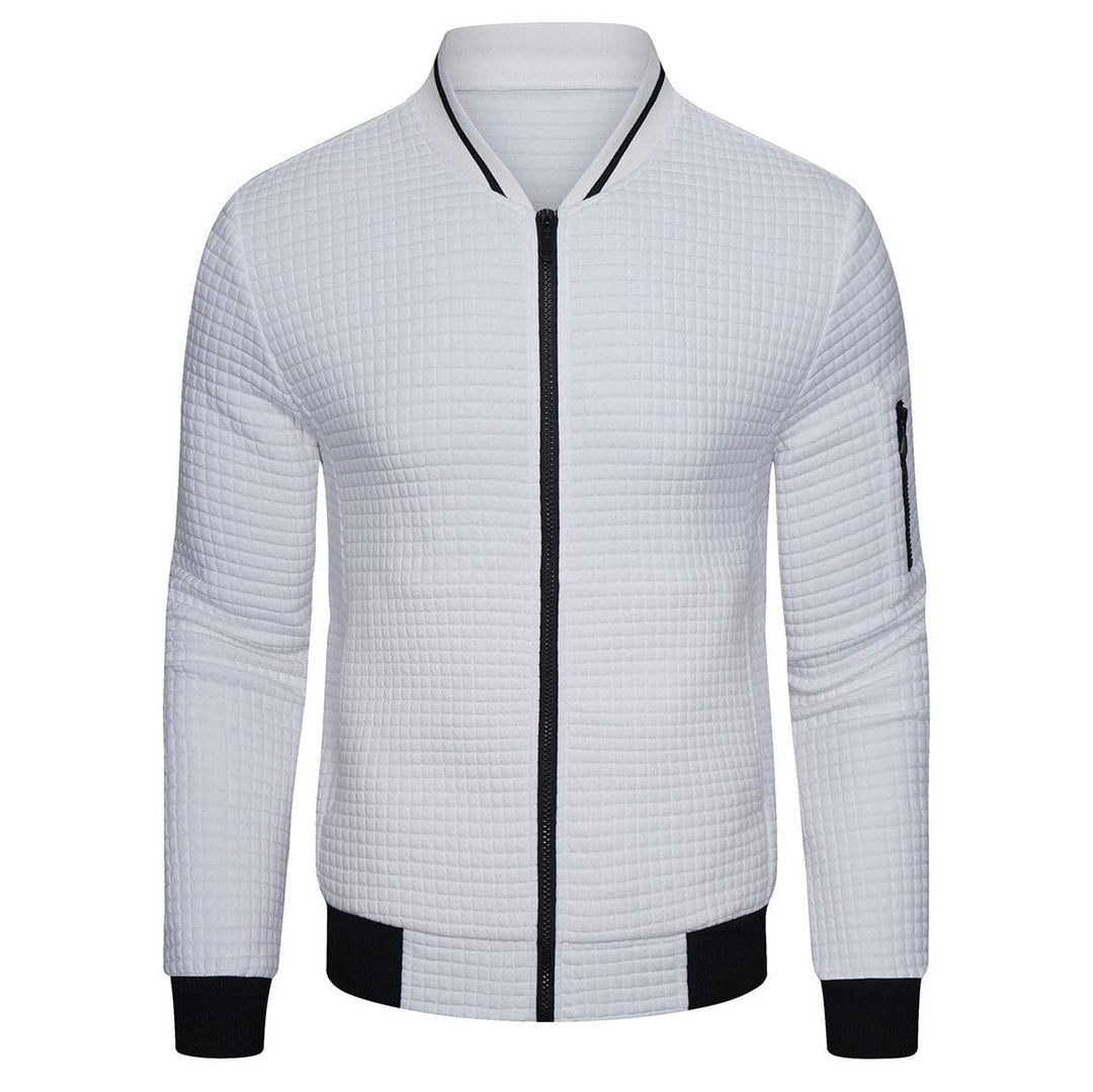 Men Jacket | Quilted Panels with Stand Collar and Zip Front
