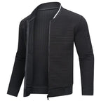 Men Jacket | Quilted Panels with Stand Collar and Zip Front