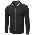 Men Jacket | Quilted Panels with Stand Collar and Zip Front