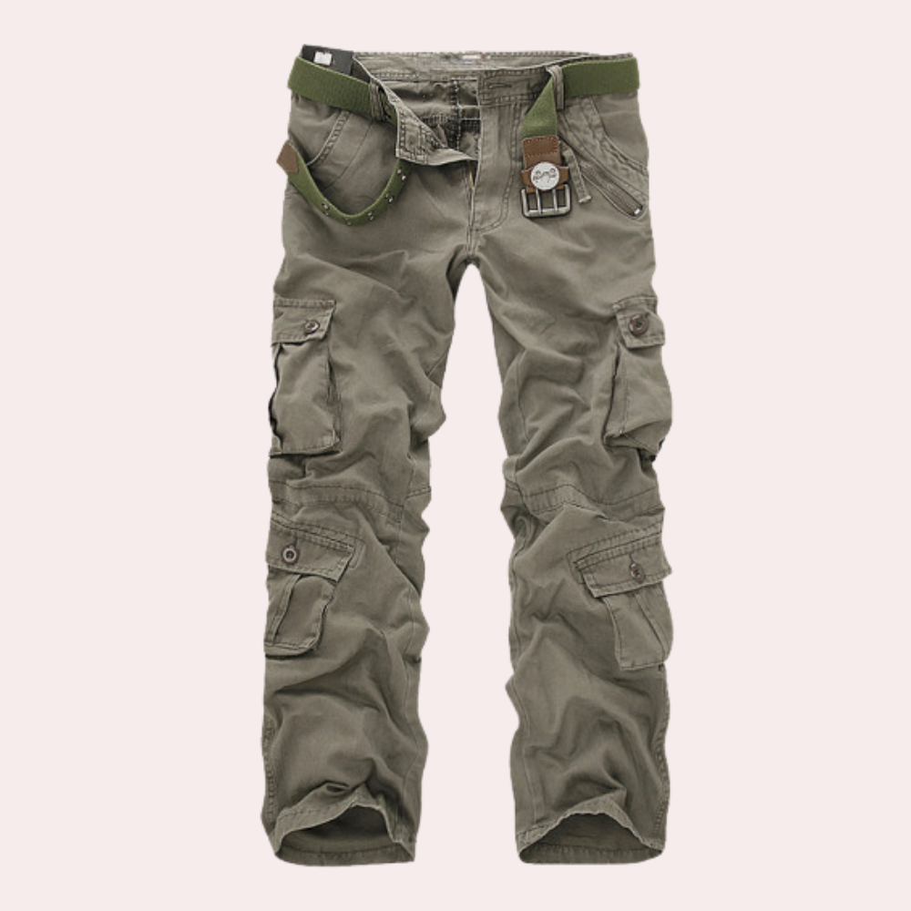 Men Trousers | Multiple Patch Pockets with Belt Loop Waistband