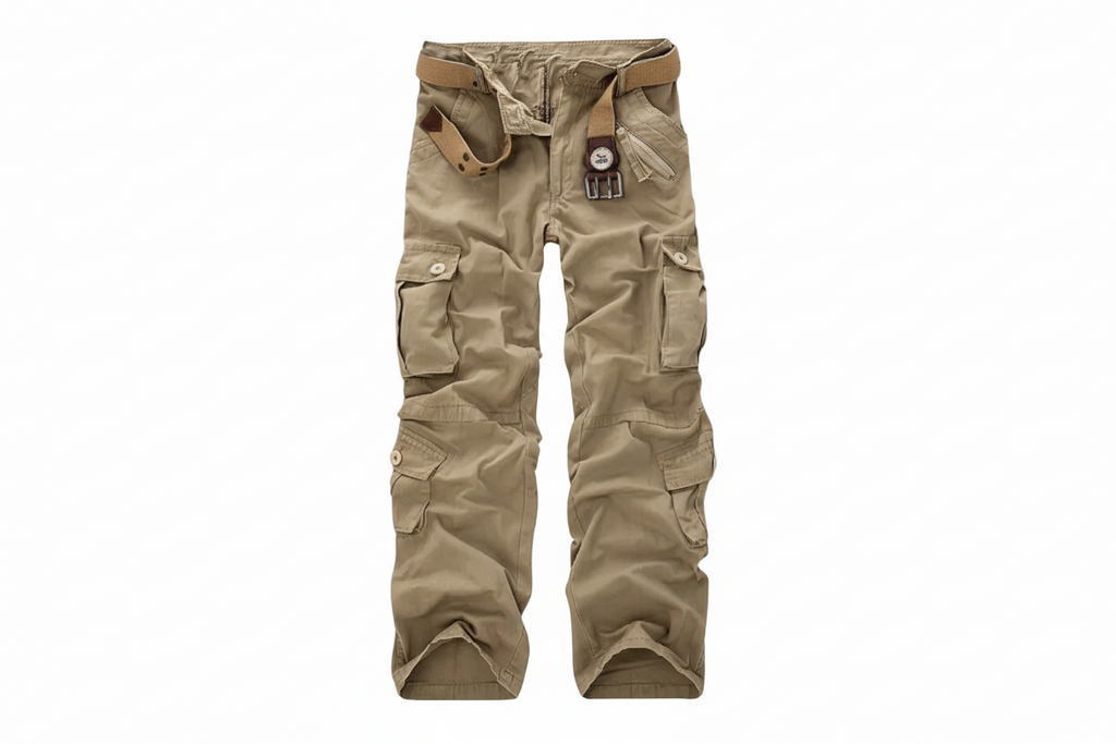 Men Trousers | Multiple Patch Pockets with Belt Loop Waistband