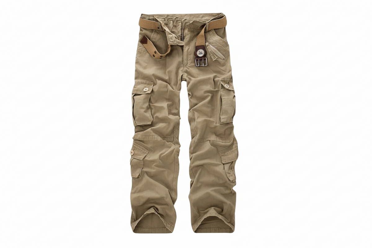 Men Trousers | Multiple Patch Pockets with Belt Loop Waistband