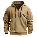 Men Sweater | Hooded zip-pocket design with ribbed cuffs