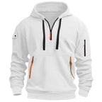 Men Sweater | Hooded zip-pocket design with ribbed cuffs