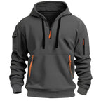 Men Sweater | Hooded zip-pocket design with ribbed cuffs