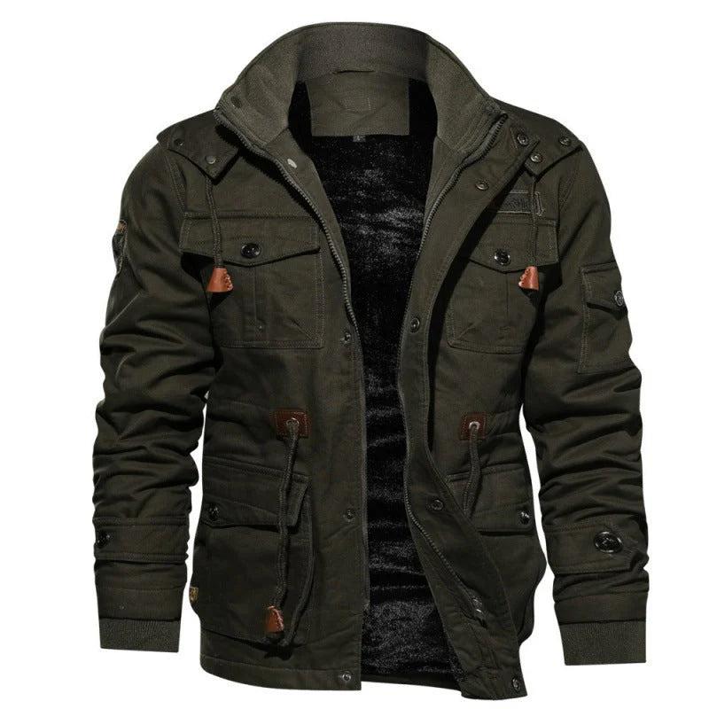 Men Jacket | Multi-Pocket Front Zip with Stand Collar