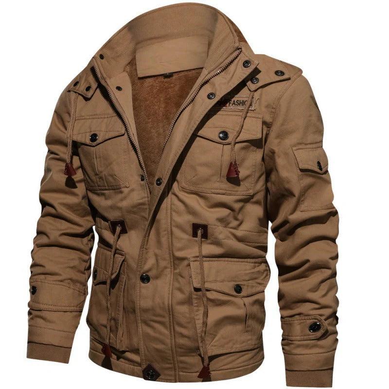 Men Jacket | Multi-Pocket Front Zip with Stand Collar