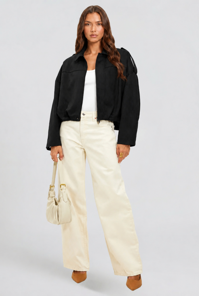 Women Jacket | Oversized Bomber with Zip Front Closure
