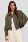 Women Jacket | Oversized Bomber with Zip Front Closure