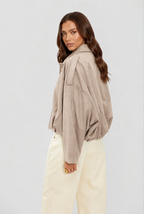 Women Jacket | Oversized Bomber with Zip Front Closure