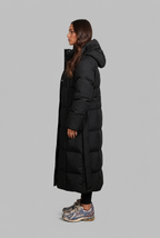 Women Puffer Jacket | Belted Waist Maxi Length with Hood
