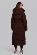 Women Puffer Jacket | Belted Waist Maxi Length with Hood