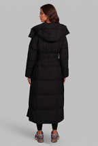 Women Puffer Jacket | Belted Waist Maxi Length with Hood