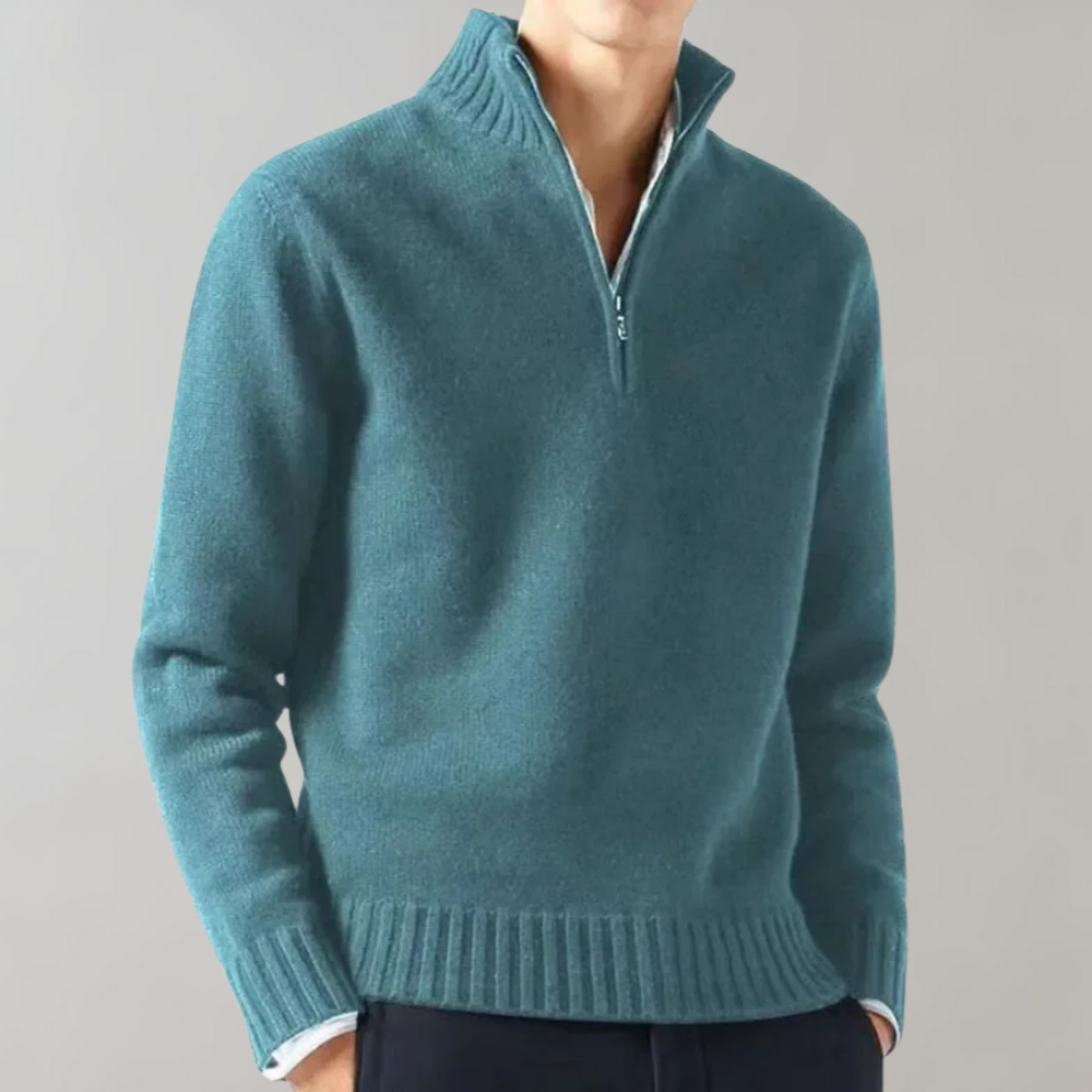 Men Sweater | Half-Zip Pullover with Long Sleeve Fit