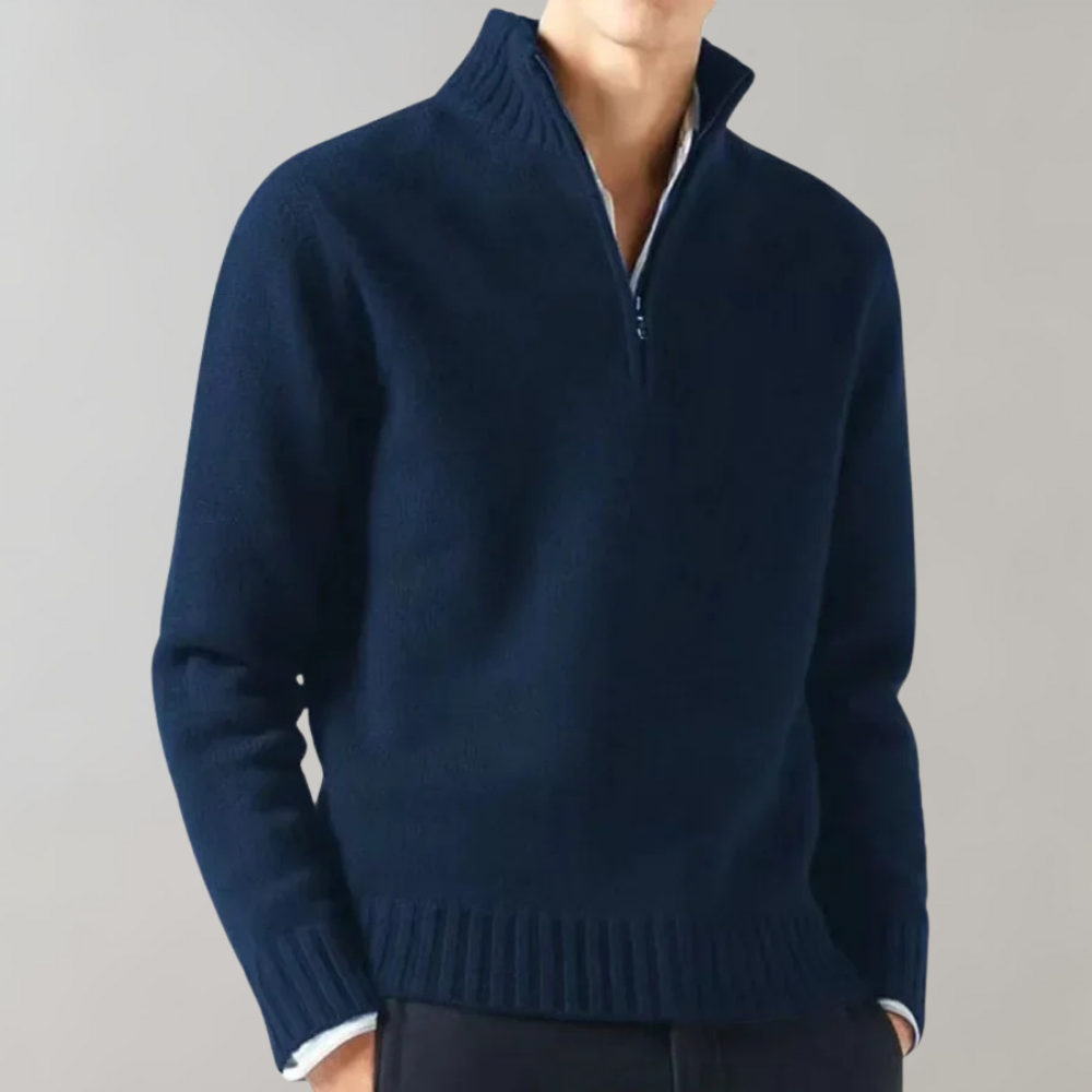 Men Sweater | Half-Zip Pullover with Long Sleeve Fit