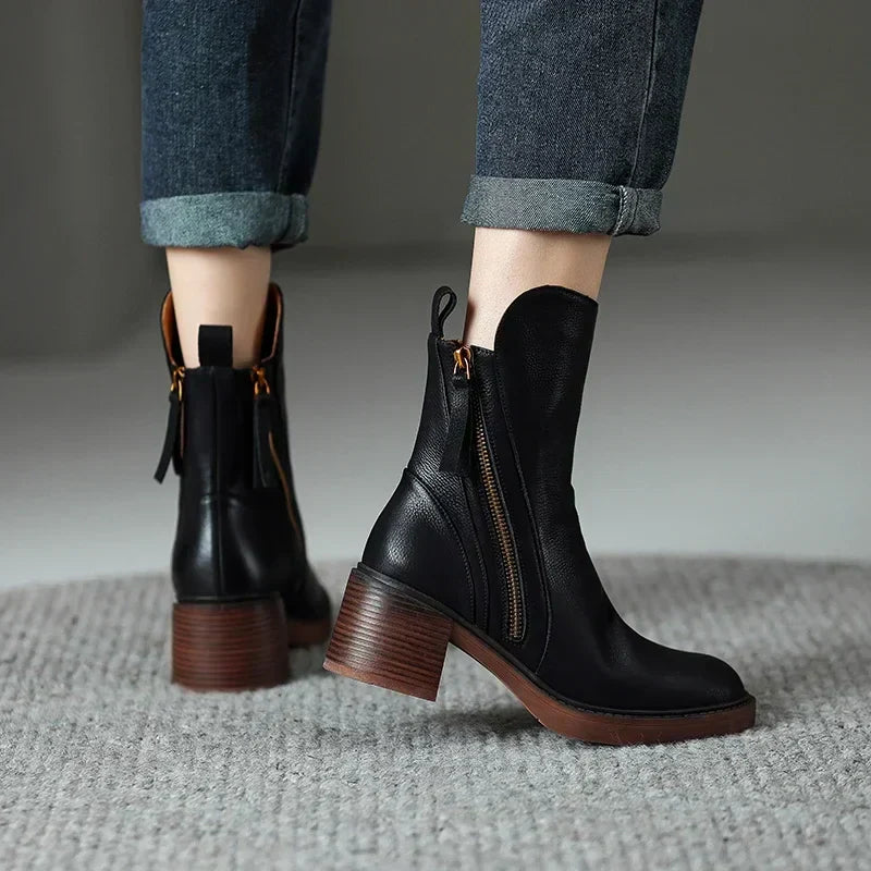Women Boots | Retro Chelsea Ankle Style with Round Toe