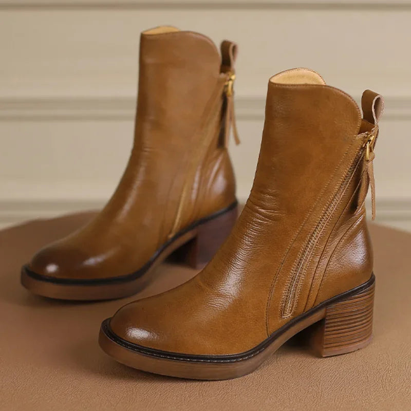 Women Boots | Retro Chelsea Ankle Style with Round Toe