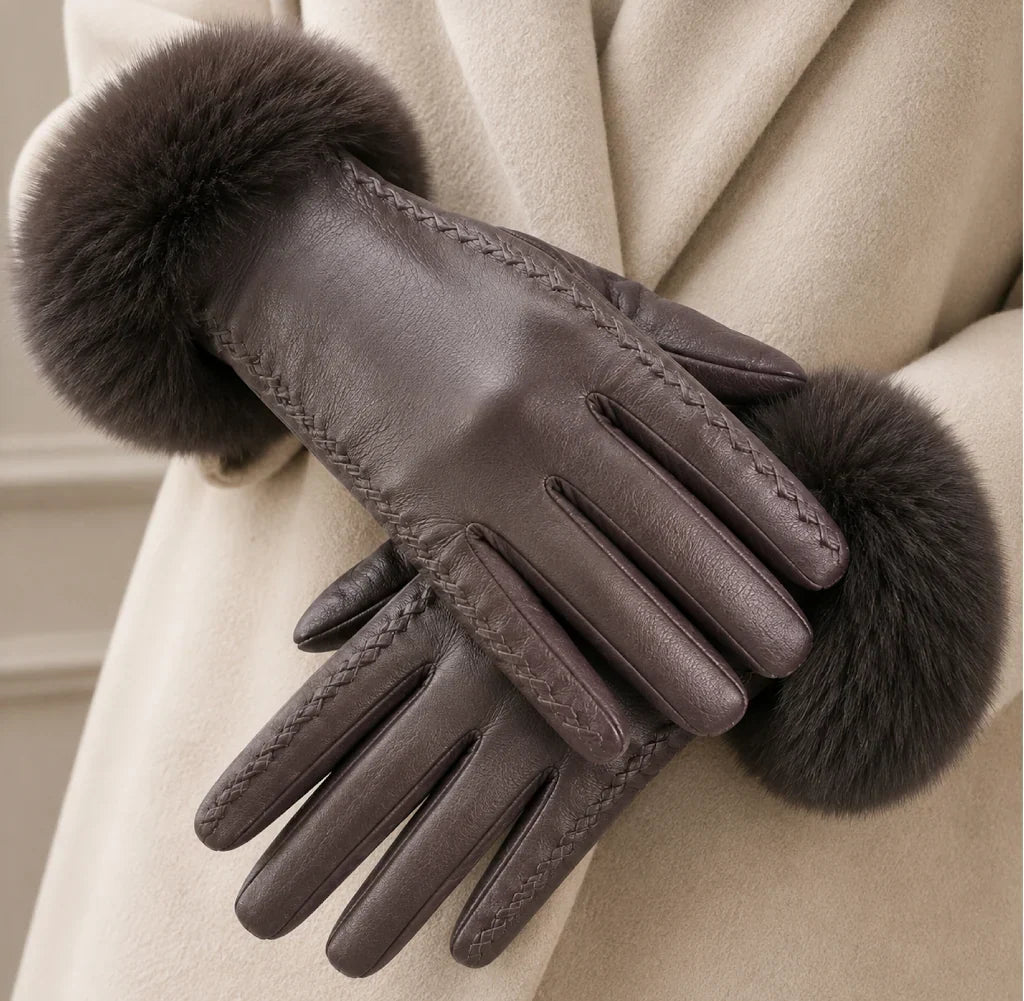 Women Gloves | Full-Finger Fit with Faux Fur Cuff Detail