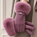 Women Gloves | Faux Fur Cuffed Full-Finger Winter Design