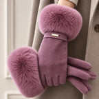 Women Gloves | Faux Fur Cuffed Full-Finger Winter Design
