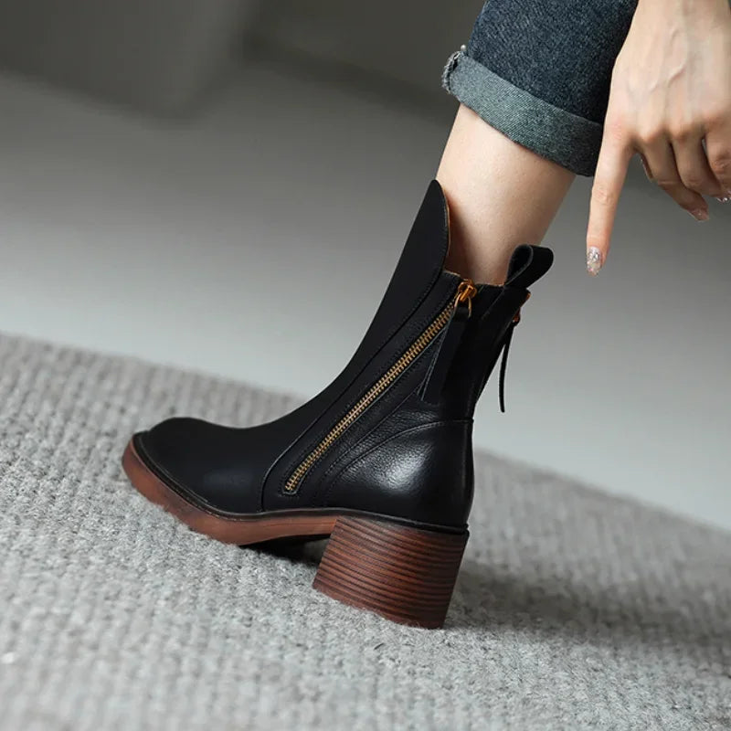 Women Boots | Retro Chelsea Ankle Style with Round Toe