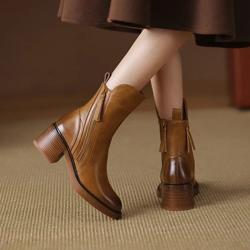 Women Boots | Retro Chelsea Ankle Style with Round Toe