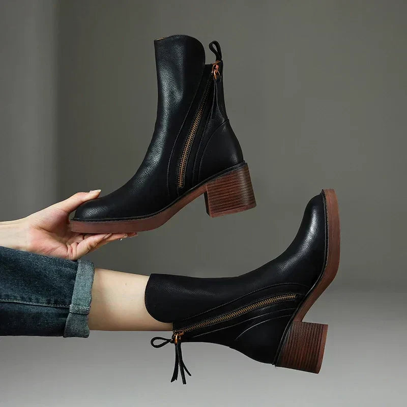Women Boots | Retro Chelsea Ankle Style with Round Toe