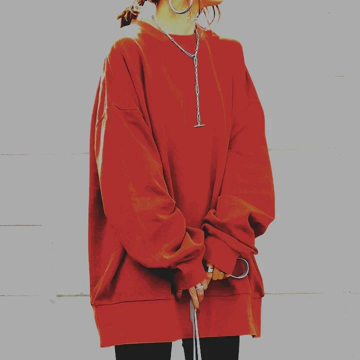 Women Sweatshirt | Oversized Crew Neck Long Sleeve Plus Size