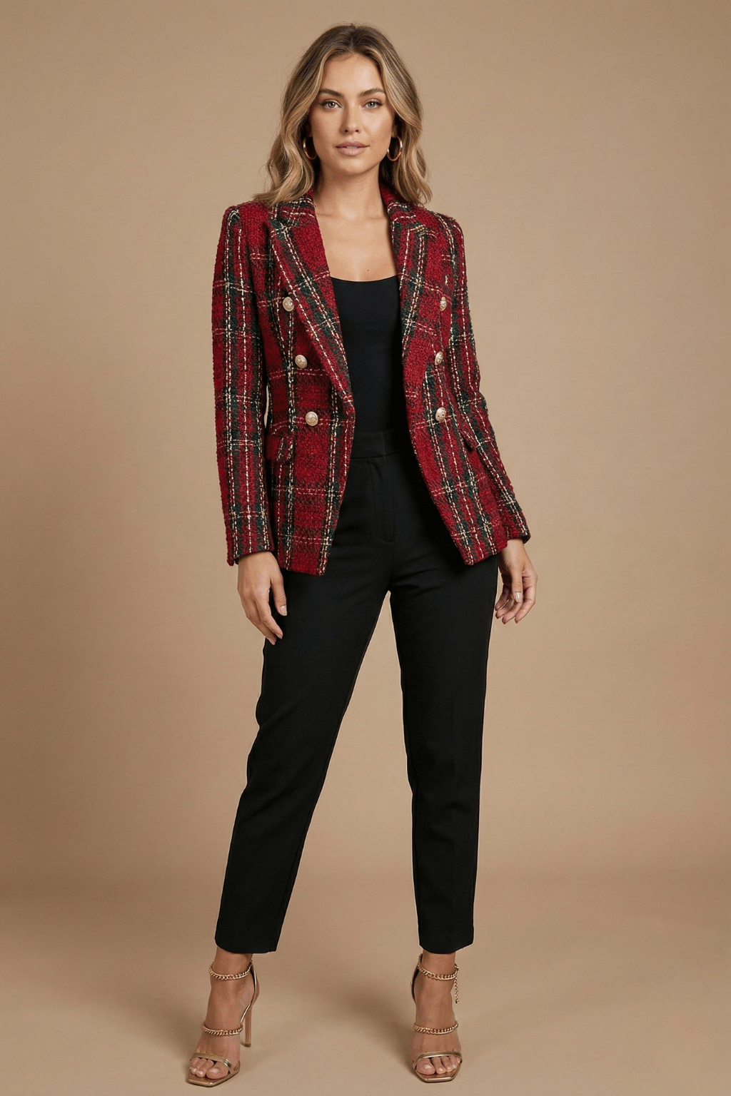 Jacket Women Elongated Length Double Breasted Closure - Evergreen Outfits - Women Blazer