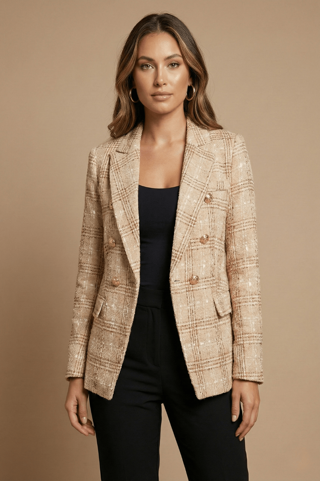 Jacket Women Elongated Length Double Breasted Closure - Evergreen Outfits - Women Blazer