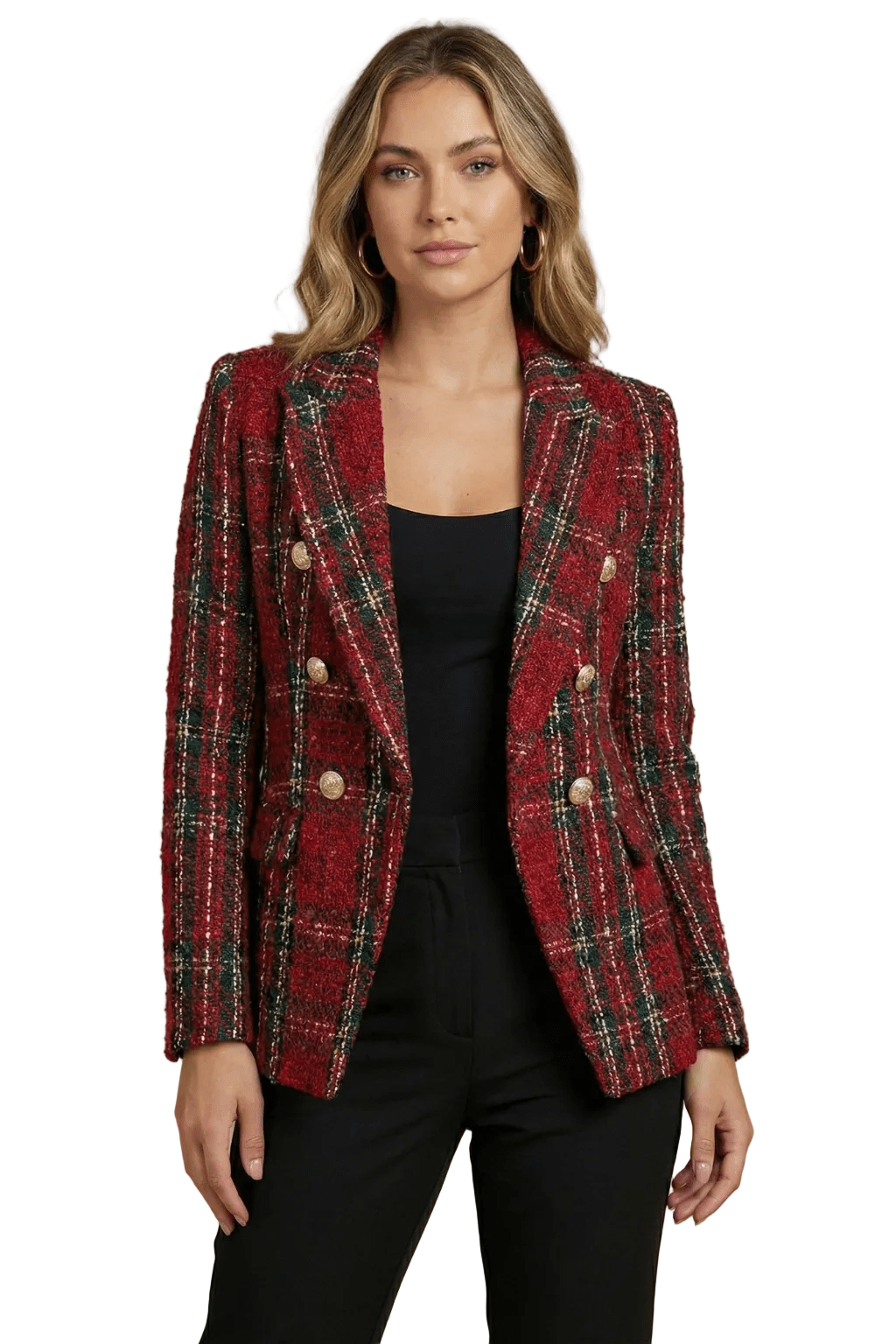 Jacket Women Elongated Length Double Breasted Closure - Evergreen Outfits - Women Blazer