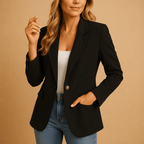 Jacket Women Tailored Fit Single Breasted Front Closure - Evergreen Outfits - Women Blazer