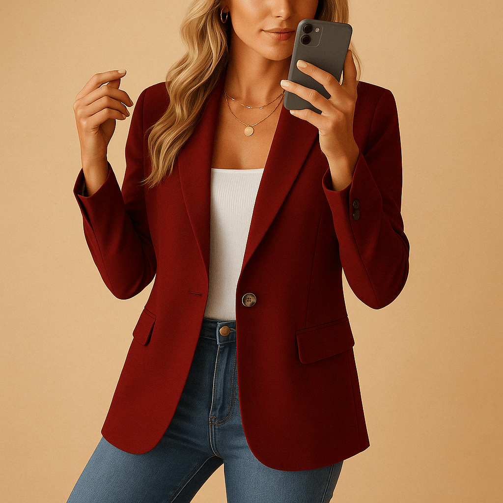 Jacket Women Tailored Fit Single Breasted Front Closure - Evergreen Outfits - Women Blazer