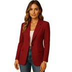 Jacket Women Tailored Fit Single Breasted Front Closure - Evergreen Outfits - Women Blazer