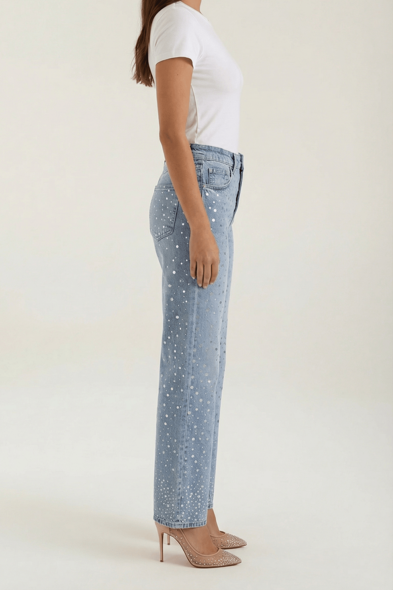 Jeans Women Baggy Fit Sparkle Design Detail Features - Evergreen Outfits - Women Pants