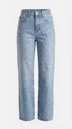 Jeans Women Baggy Fit Sparkle Design Detail Features - Evergreen Outfits - Women Pants