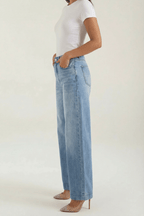 Jeans Women Baggy Fit Wide Leg High Rise Waist - Evergreen Outfits - Women Pants
