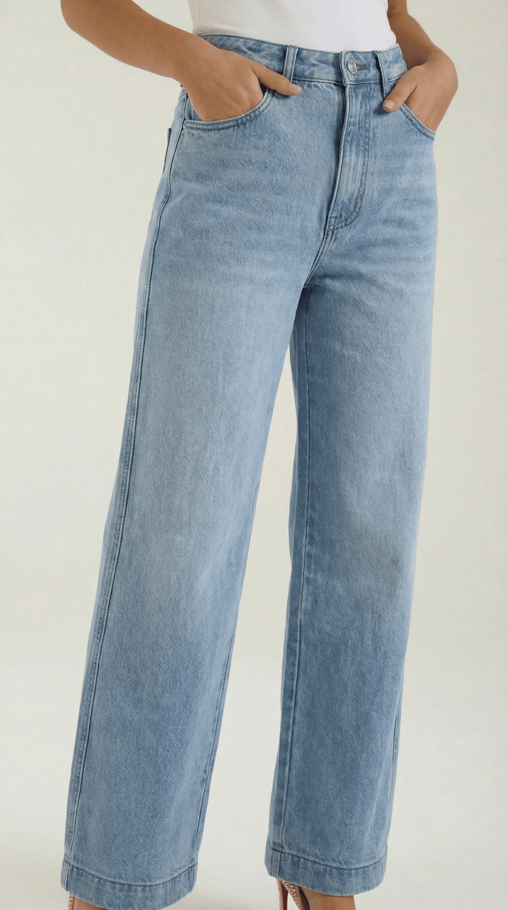 Jeans Women Baggy Fit Wide Leg High Rise Waist - Evergreen Outfits - Women Pants