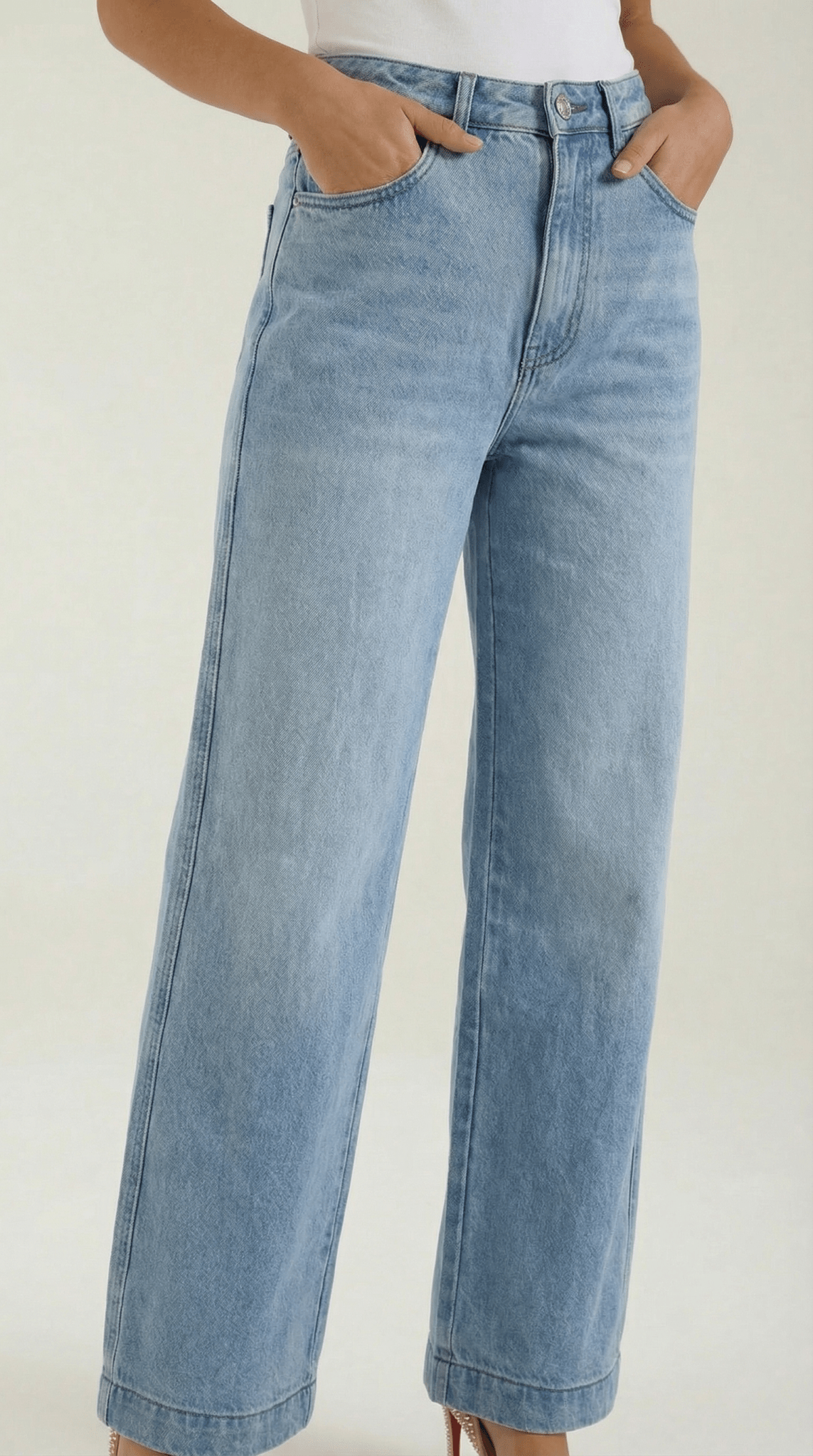 Jeans Women Baggy Fit Wide Leg High Rise Waist - Evergreen Outfits - Women Pants