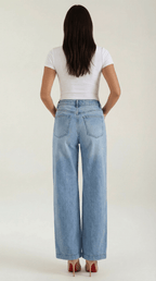 Jeans Women Baggy Fit Wide Leg High Rise Waist - Evergreen Outfits - Women Pants