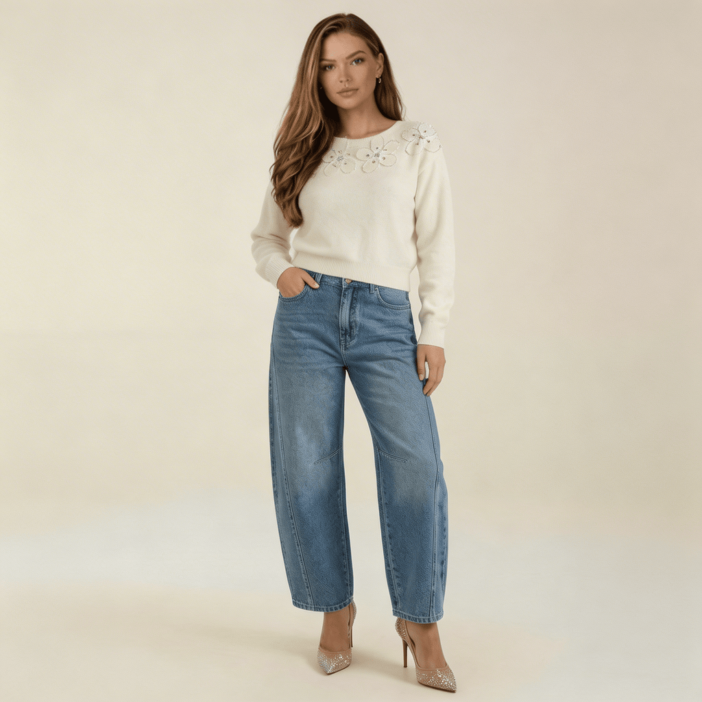 Jeans Women High Waisted Barrel Leg Relaxed Fit Cut - Evergreen Outfits - Women Pants