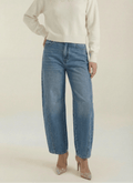 Jeans Women High Waisted Barrel Leg Relaxed Fit Cut - Evergreen Outfits - Women Pants