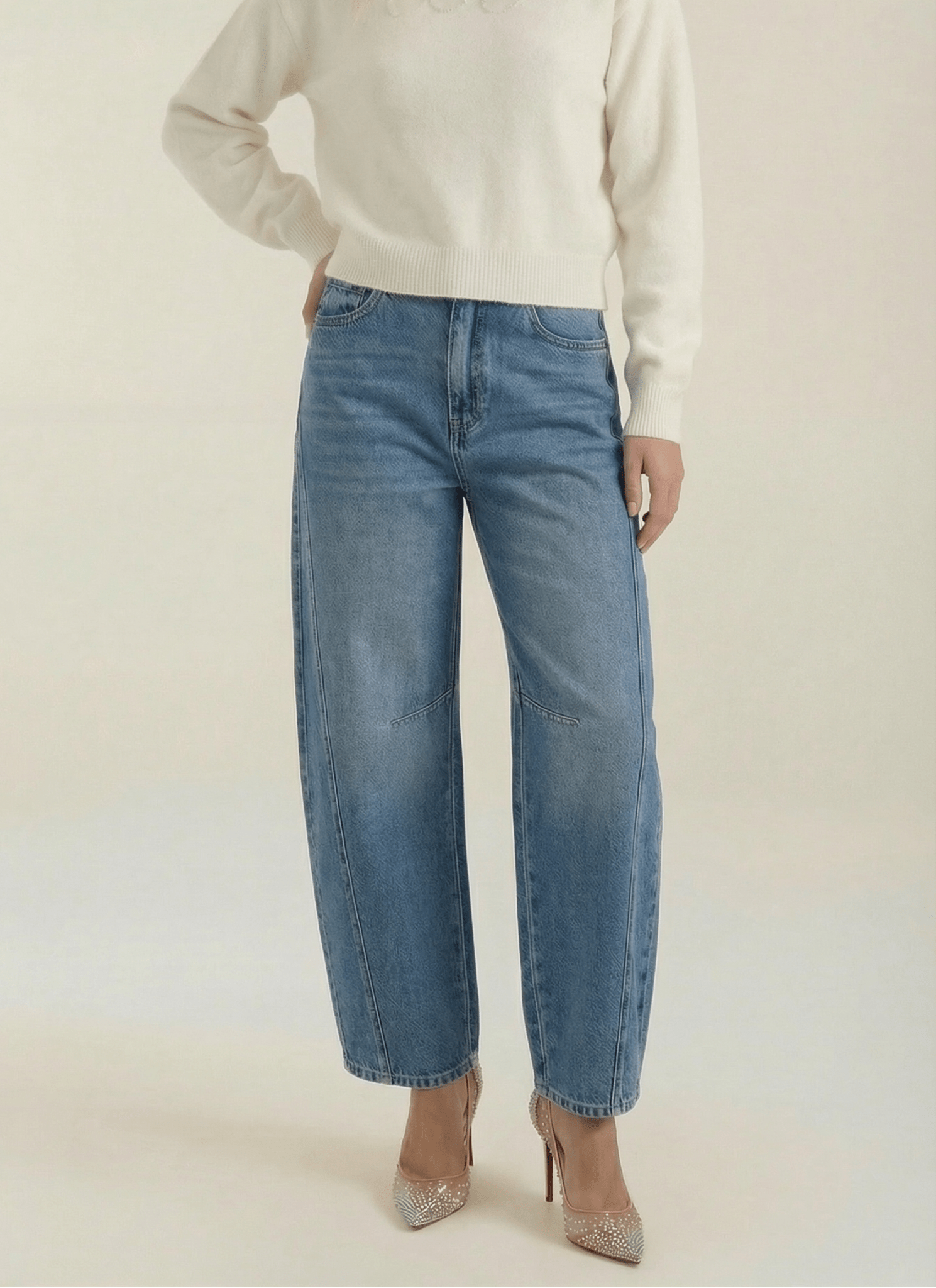 Jeans Women High Waisted Barrel Leg Relaxed Fit Cut - Evergreen Outfits - Women Pants
