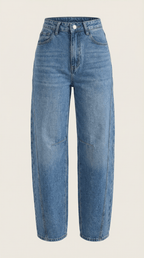 Jeans Women High Waisted Barrel Leg Relaxed Fit Cut - Evergreen Outfits - Women Pants