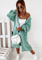 Women Cardigan | Open Front Loose Fit with Hip Pockets