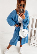 Women Cardigan | Open Front Loose Fit with Hip Pockets
