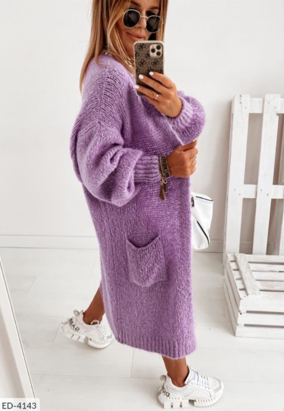 Women Cardigan | Open Front Loose Fit with Hip Pockets